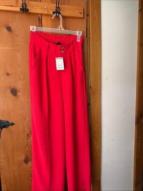 T.J.Maxx Red Wide-Leg High-Waist Pants, Tulle’ brand. Small, made in Vietnam